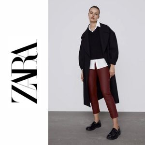 NWT ZARA Burgundy Coated Slim / Skinny Pants - 28 / 6